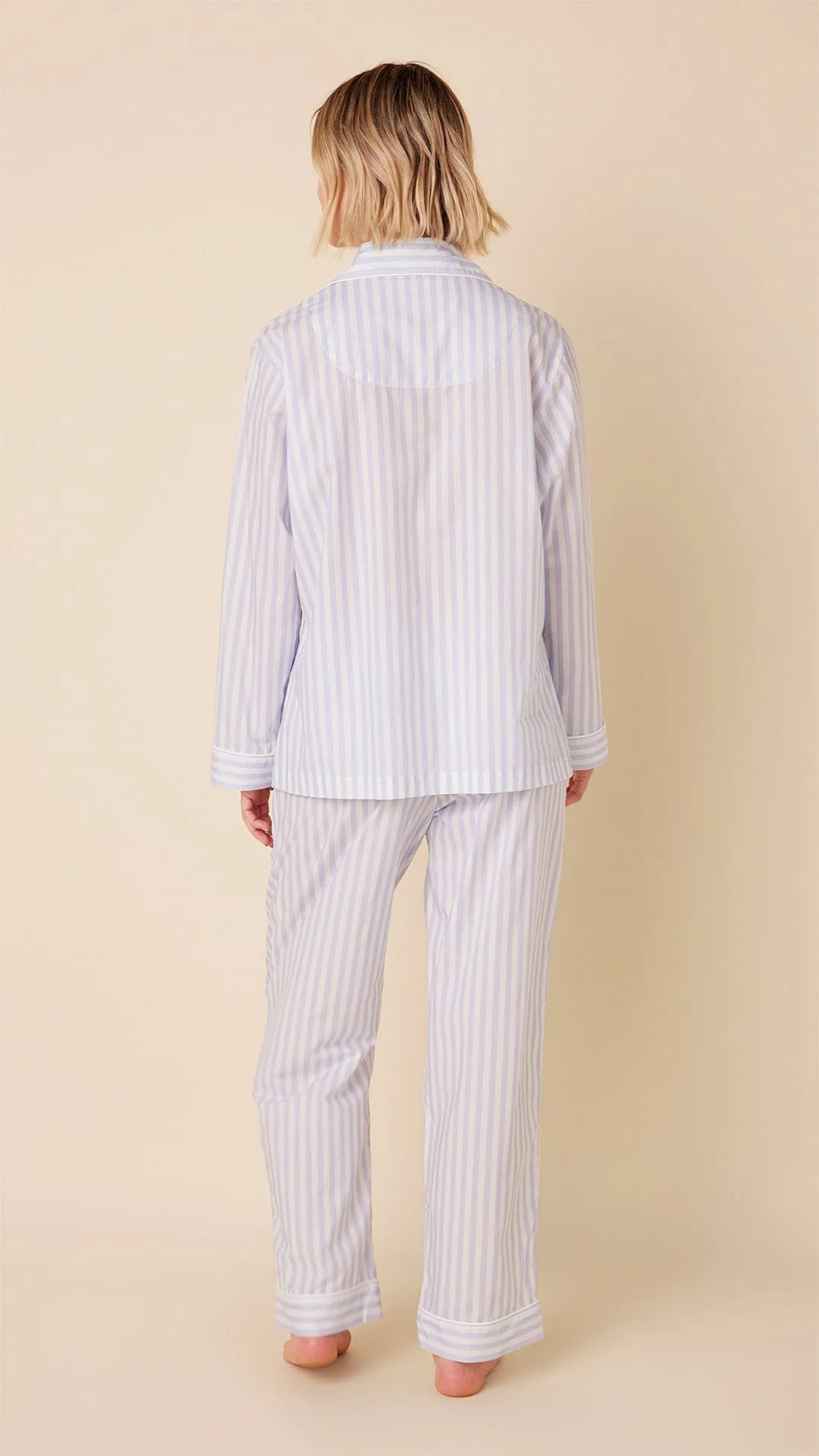 Classic Stripe Luxe Pima Long-Sleeved Pajama - Blue