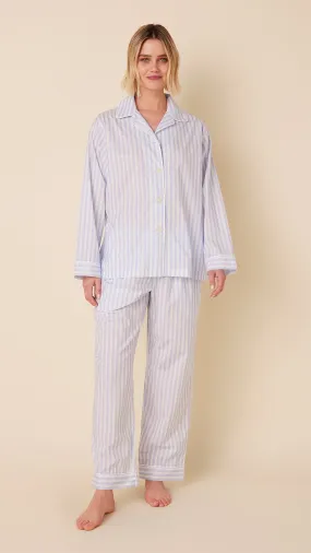 Classic Stripe Luxe Pima Long-Sleeved Pajama - Blue