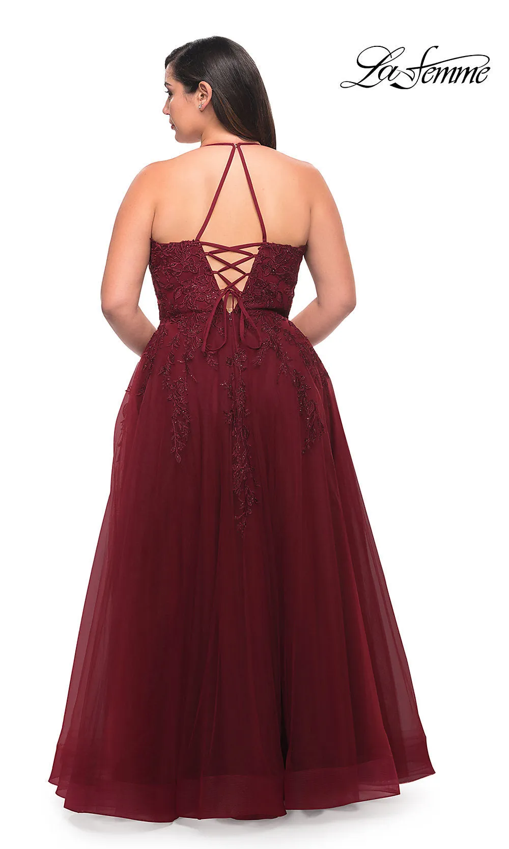 Corset-Back Long La Femme Plus-Size Prom Dress