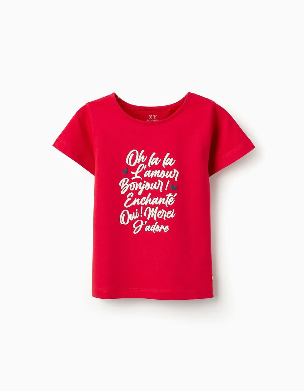 Cotton T-shirt for Girls 'Oh La La', Red