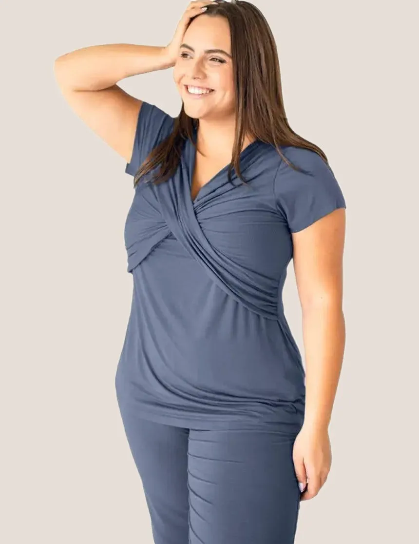 Davy Ultra Soft Maternity & Nursing Pajamas | Slate Blue