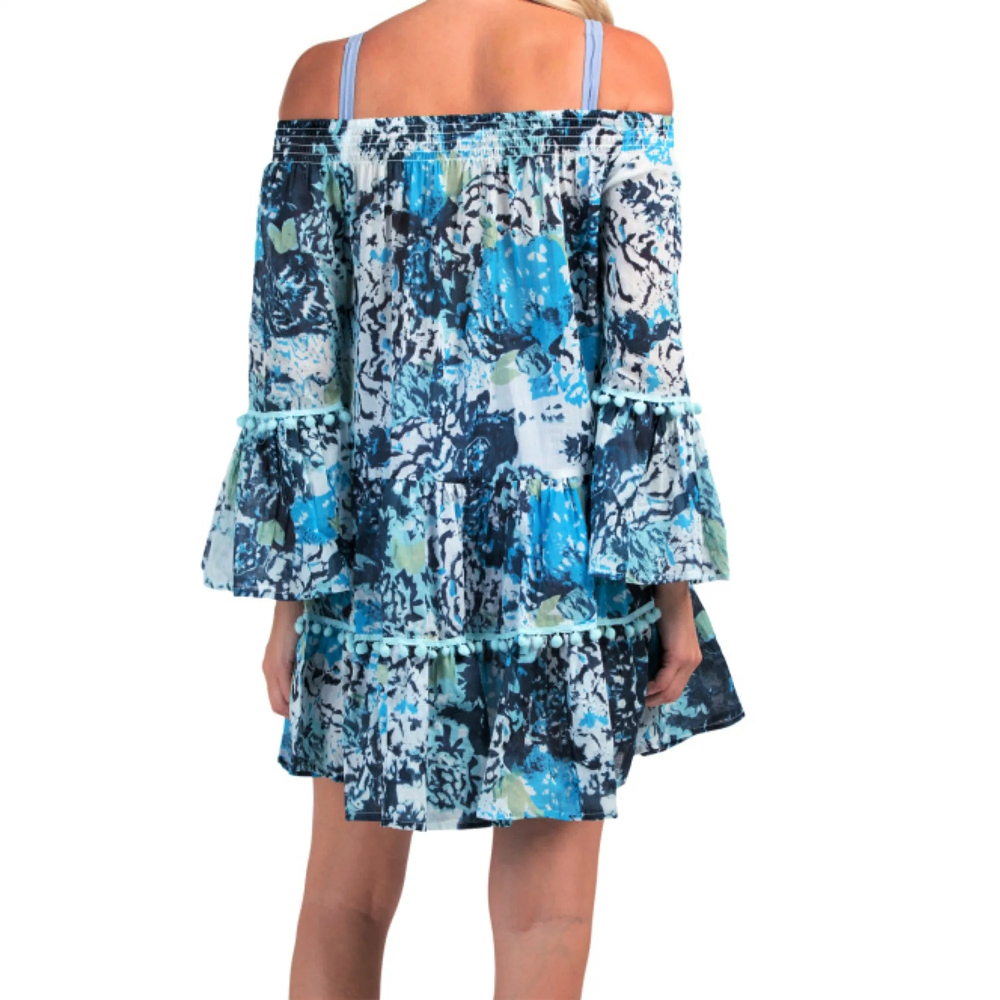 Debbie Katz Women's Talulah Off The Shoulder Ruffle Trim Mini Dress Swim Cover-up