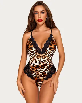 Deep V Teddy Snap Crotch One Piece