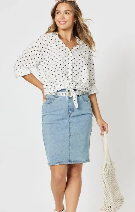 Dotty blouse navy/wh