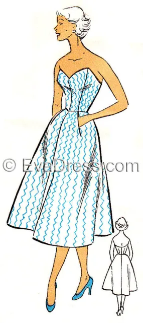 E-PATTERN 1950's French Beach Dress E384