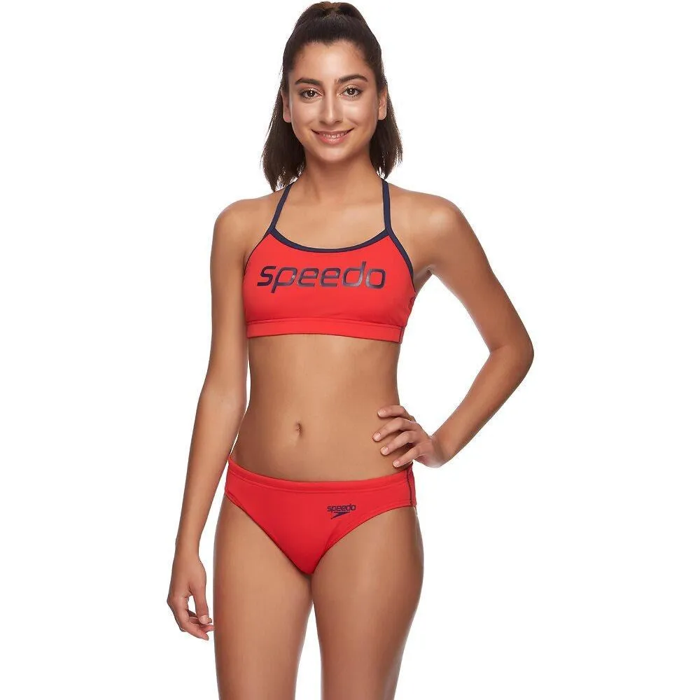 ENDURANCE  CROP SET TWO PIECE NAVY FIRE RED SPEEDO