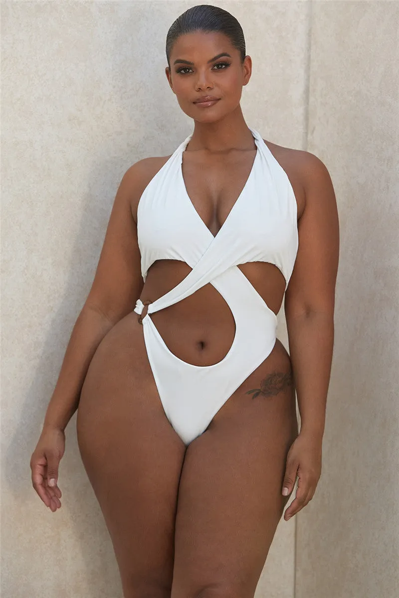 European and American Fashion One-piece Sexy Slim Solid Color Swimsuit