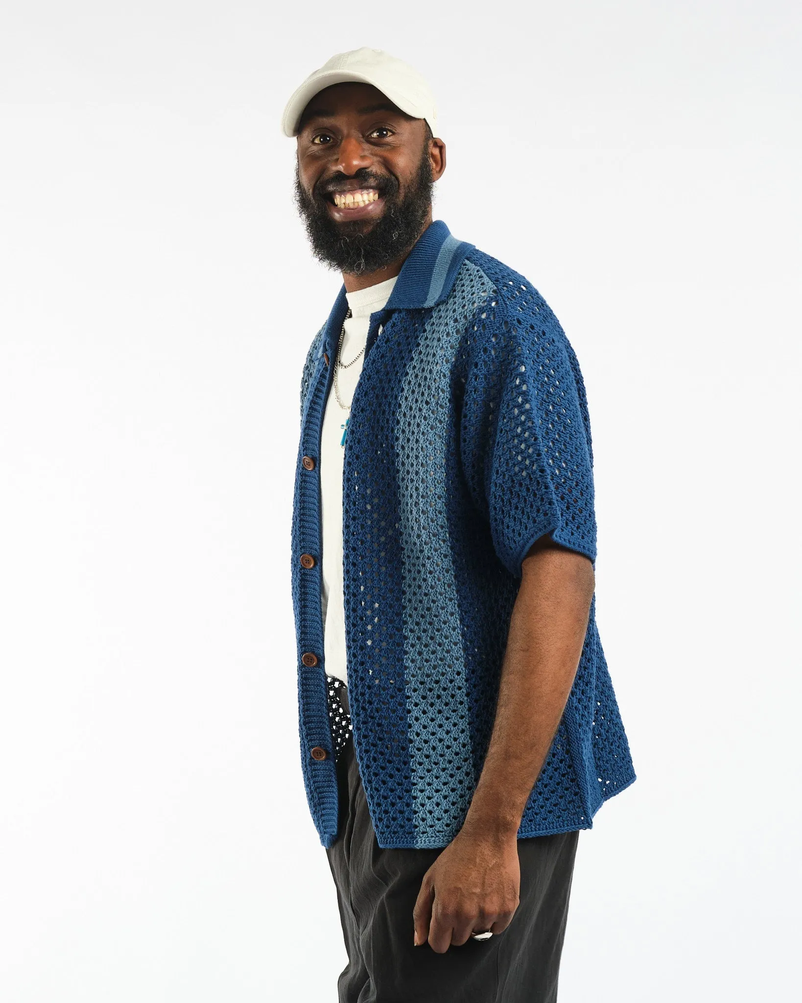 Fabbe Crochet Shirt Blue