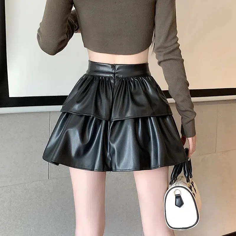 Faux Leather A-Line Mini Skirt