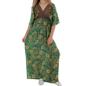 Floral Flowy 'Viola' Maxi Dress with Mid Length Sleeves