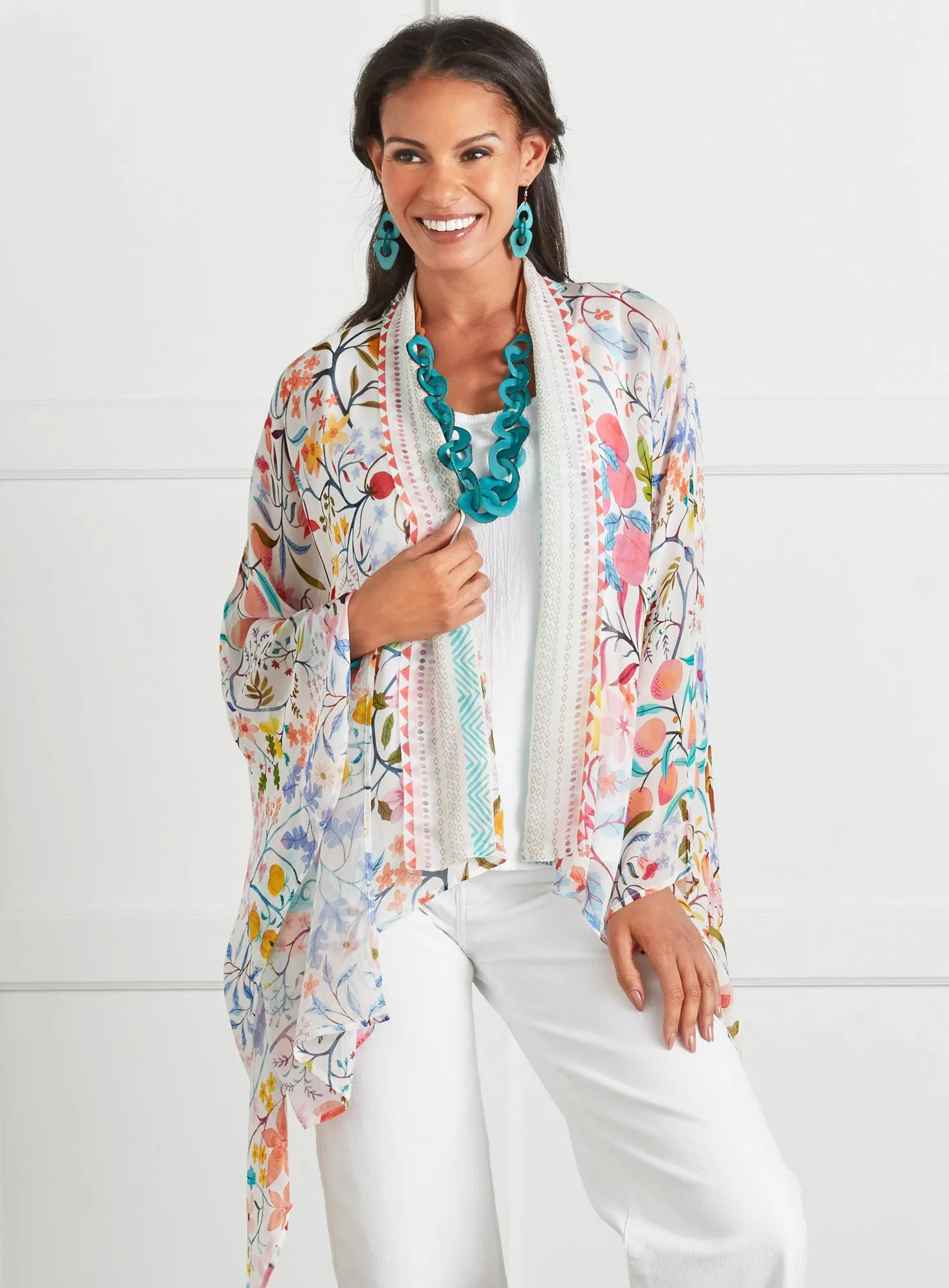 Floral Geometry Kimono Topper