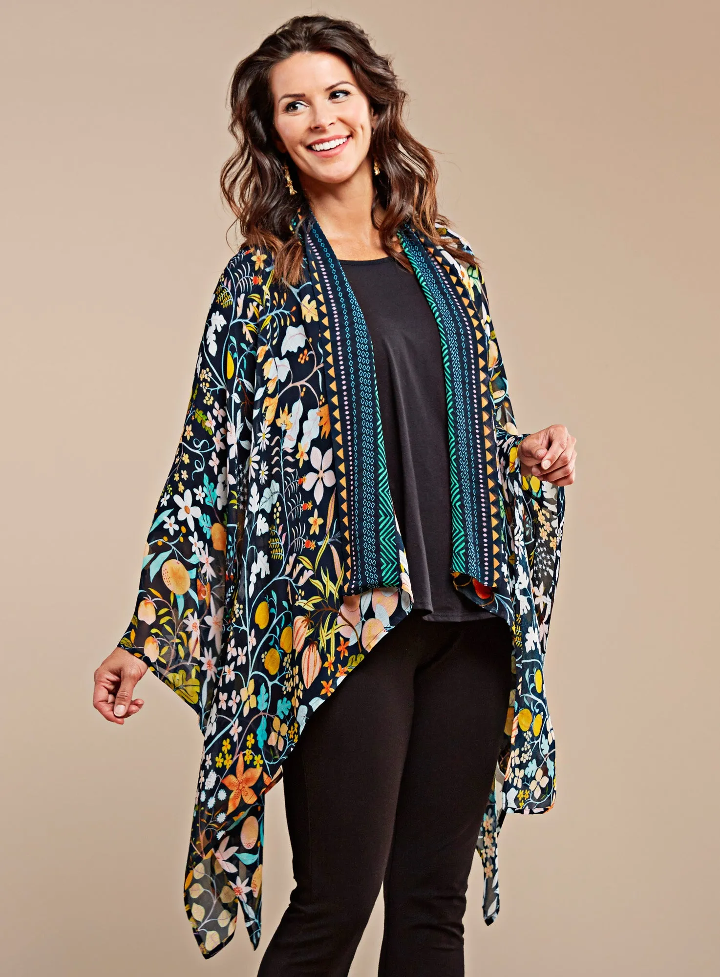 Floral Geometry Kimono Topper