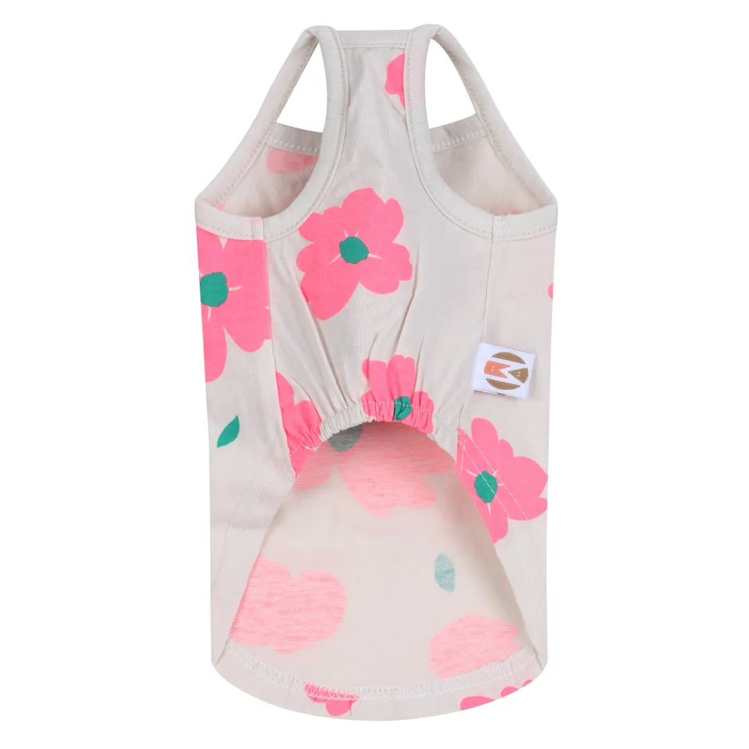 Floral Print Dog Sleeveless tank - Beige