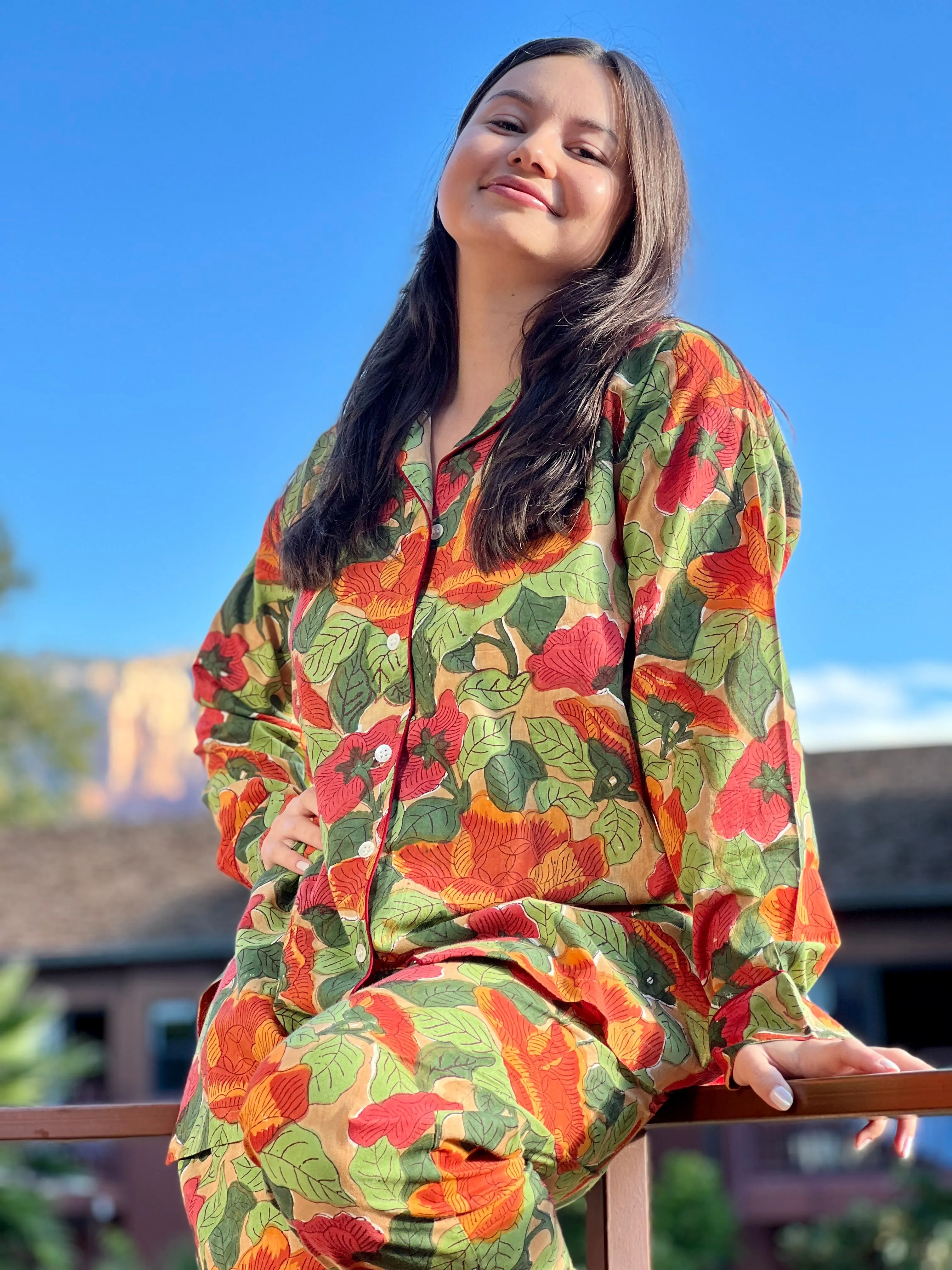 Frida Floral Cotton Long Sleeve Pajamas