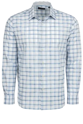 Garnet Button-Front Sport Shirt - Blue Plaid