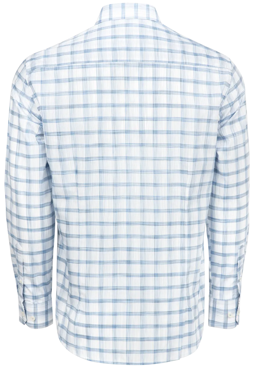 Garnet Button-Front Sport Shirt - Blue Plaid