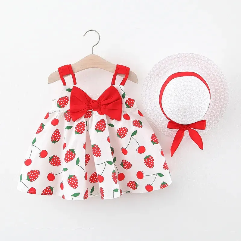 Girls Summer Fashion Dress & Hat Set