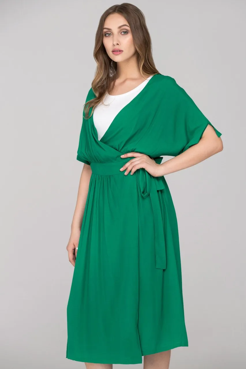 Green Archer Wrap Around Midi Dress