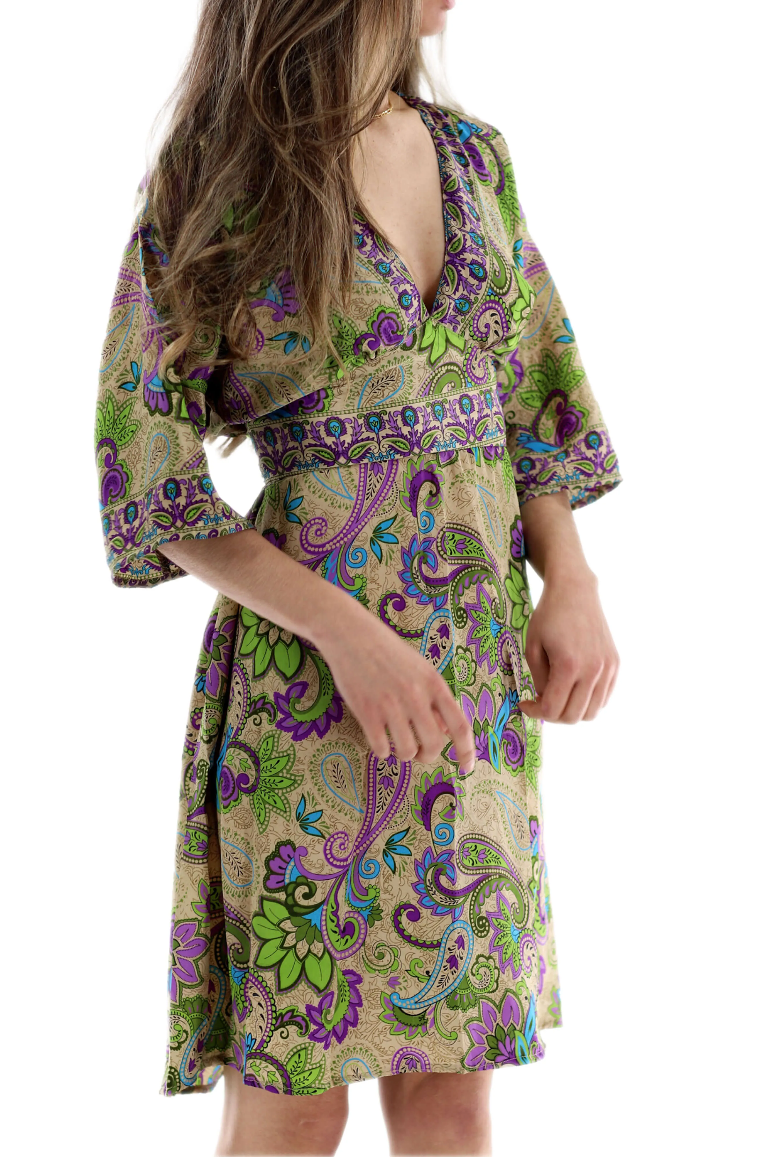 Green Paisley "Allegra" Above Knee Dress