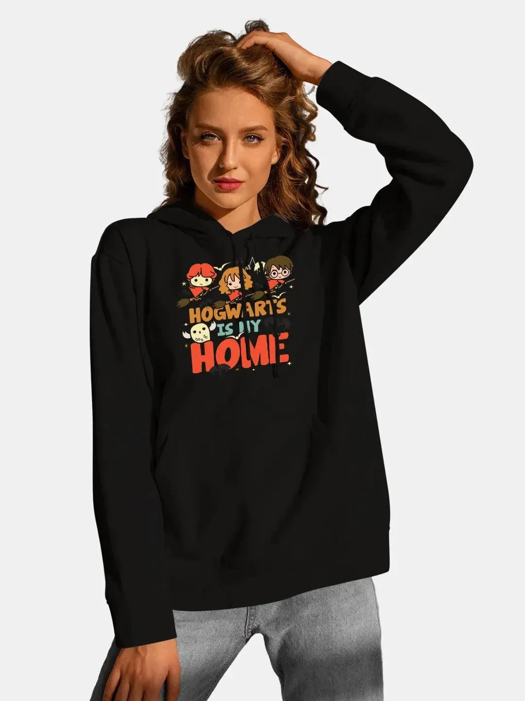 Harry and the Gang Womens Black Hoodie (No Cod Allowed On This Product)- Prepaid Orders Only