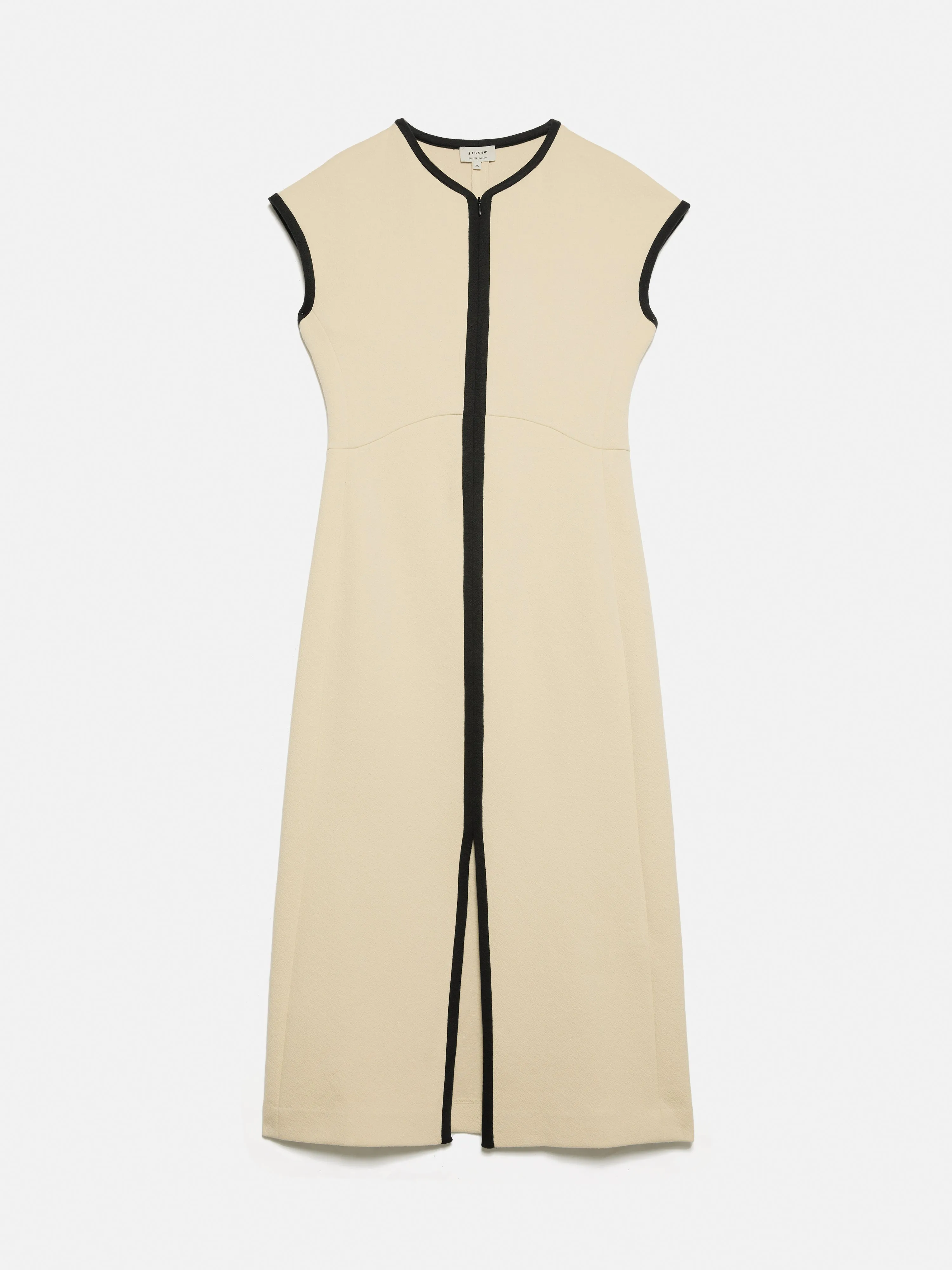 Heavy Crepe Zip Column Dress | Cream