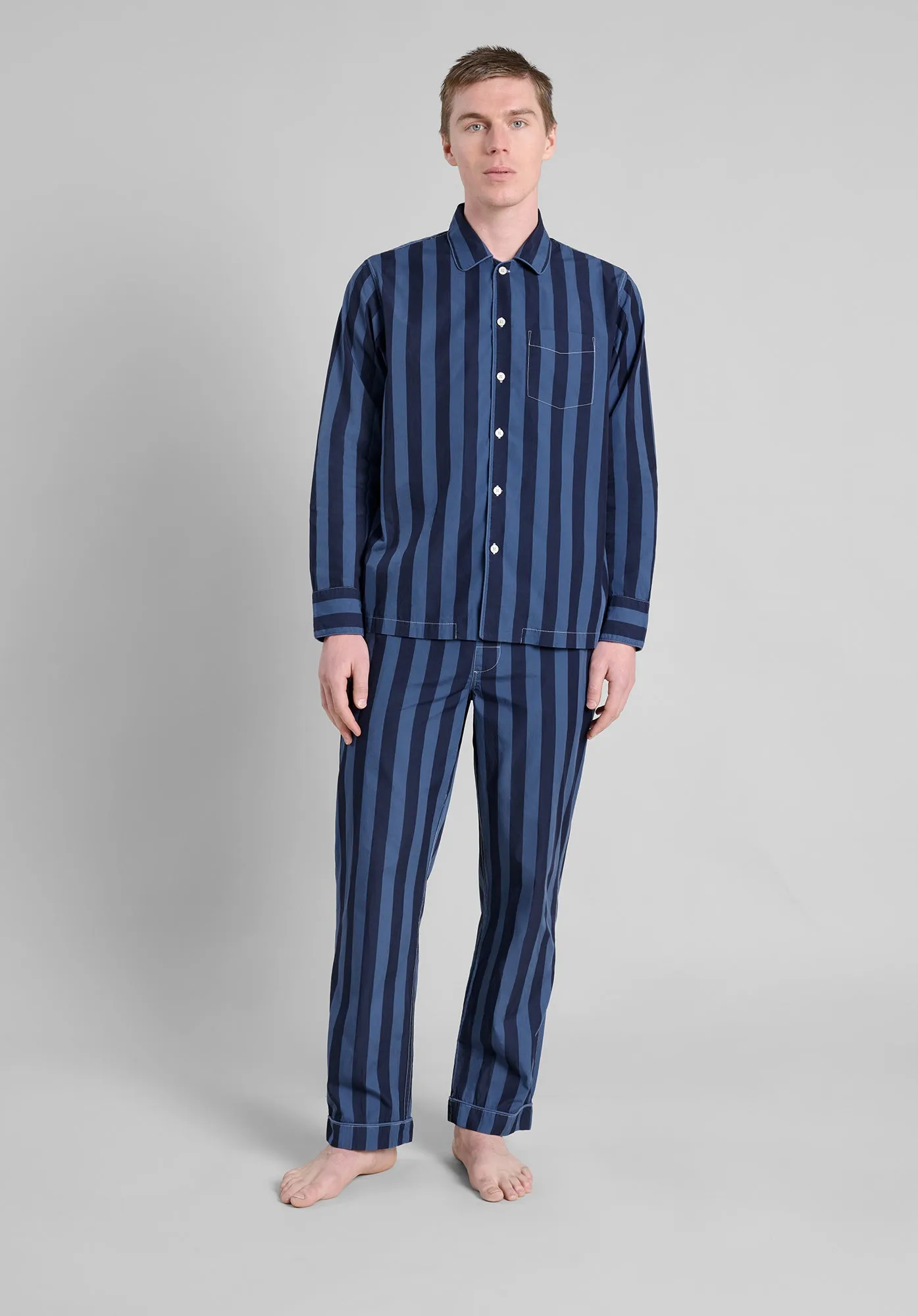 Henry Pajama Set in Blue Cabana Stripe