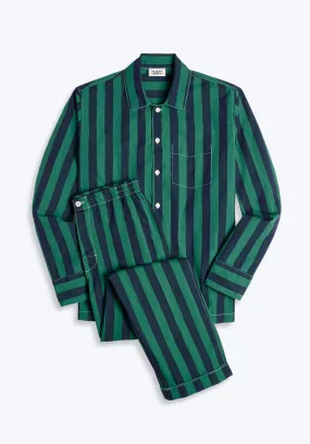 Henry Pajama Set in Green Cabana Stripe