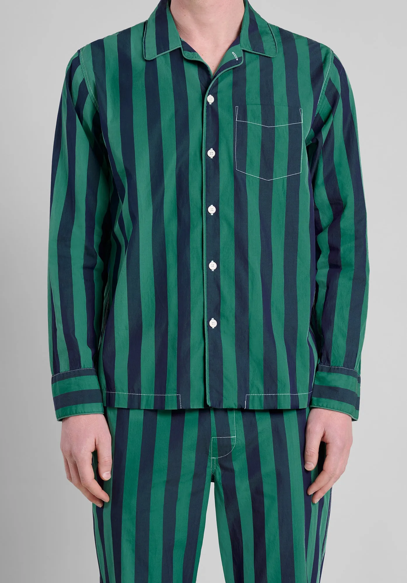 Henry Pajama Set in Green Cabana Stripe