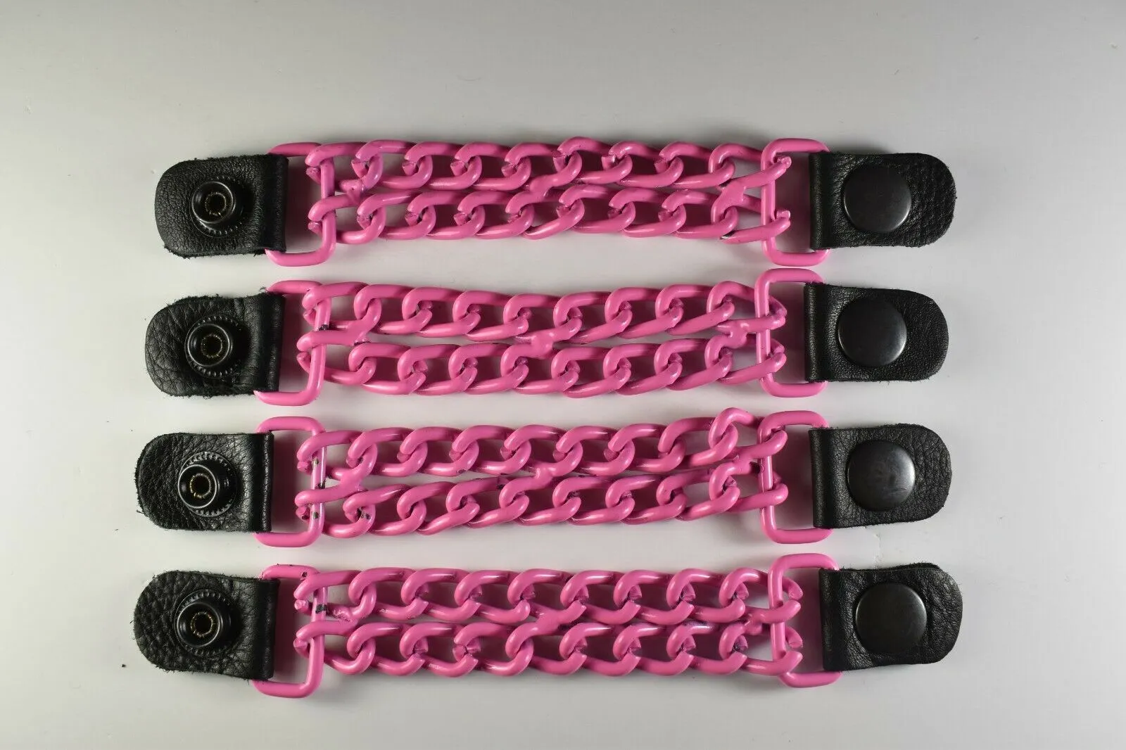 HL80730PINK4 - Motorcycle Leather Chain Vest Extender Biker Snap on - Extend your Vest (Pink)