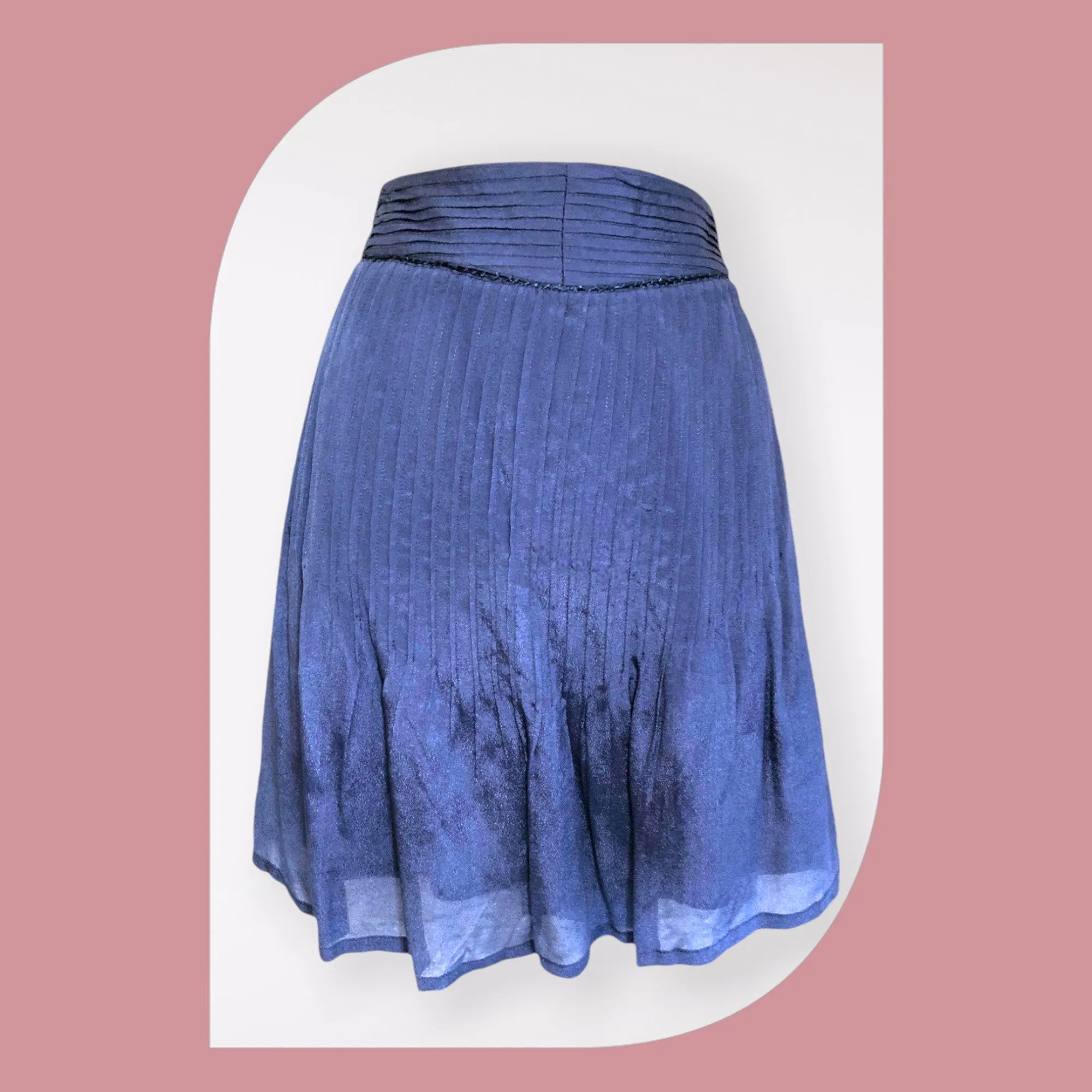 Hoss Intropia Blue Pleated Crepe Mini Skirt UK 10 US 6 EU 38