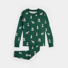 Jack Frost Russell Print on Trekking Green PJ Set