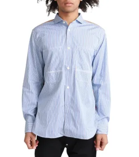 Junya Watanabe MAN Broad Stripe Button Up White Blue