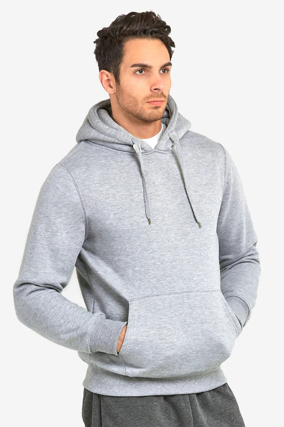 KNOCKER MEN'S HEAVY WEIGHT FLEECE HOODED SWEATSHIRT (HD1000_H.GRY)