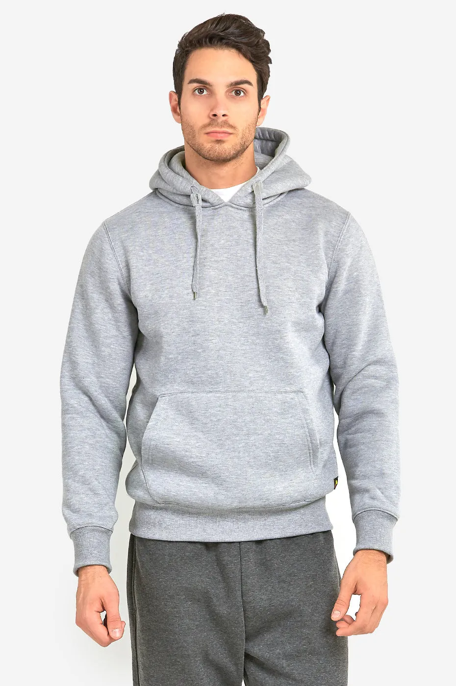 KNOCKER MEN'S HEAVY WEIGHT FLEECE HOODED SWEATSHIRT (HD1000_H.GRY)