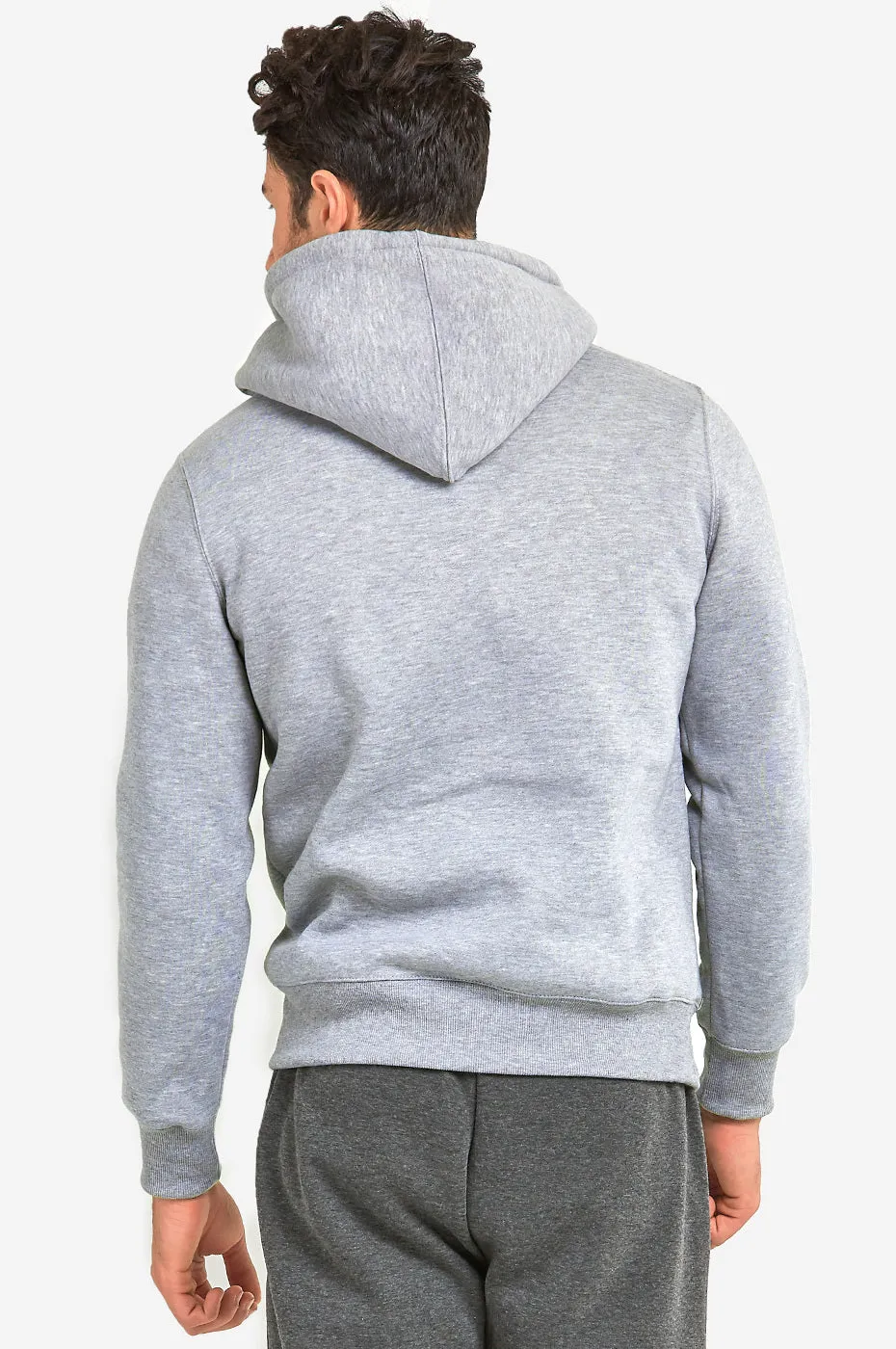 KNOCKER MEN'S HEAVY WEIGHT FLEECE HOODED SWEATSHIRT (HD1000_H.GRY)