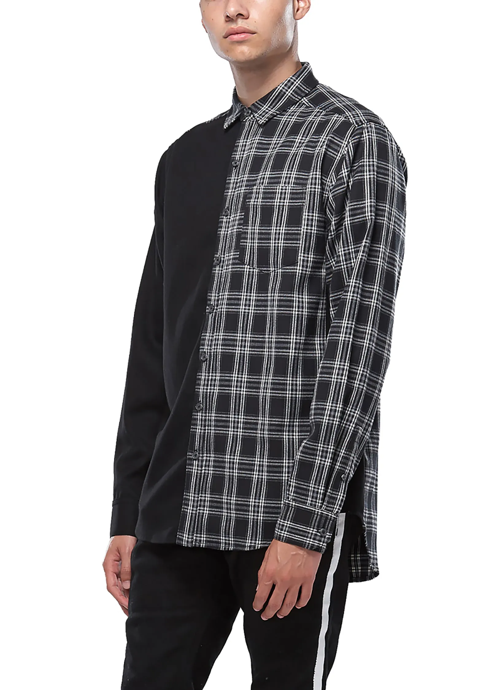 Konus Men's Color Blocked Button Up shirt in Black