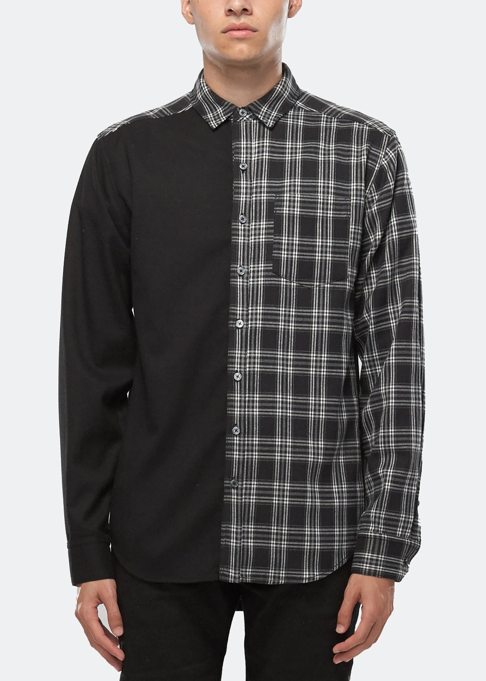 Konus Men's Color Blocked Button Up shirt in Black