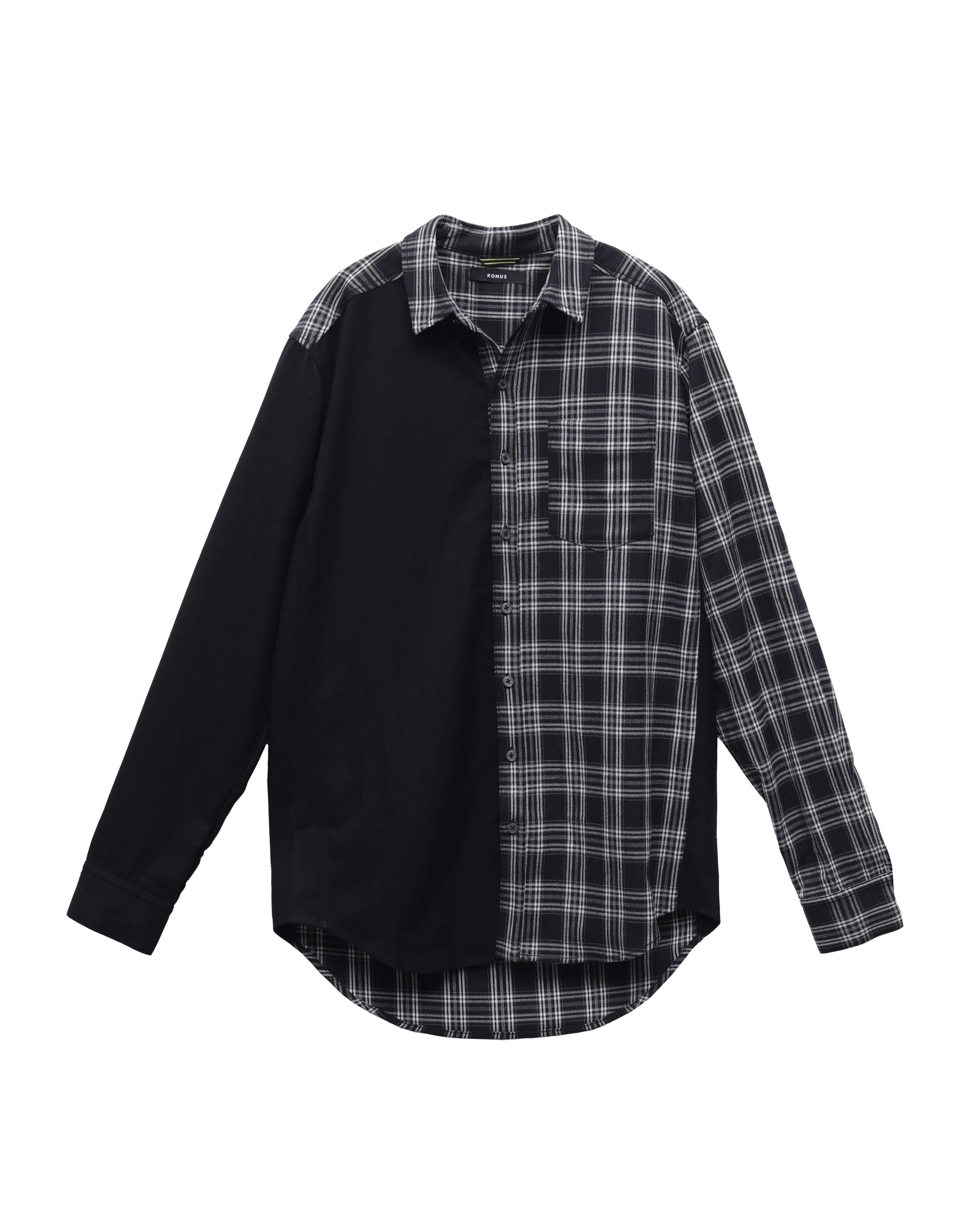 Konus Men's Color Blocked Button Up shirt in Black