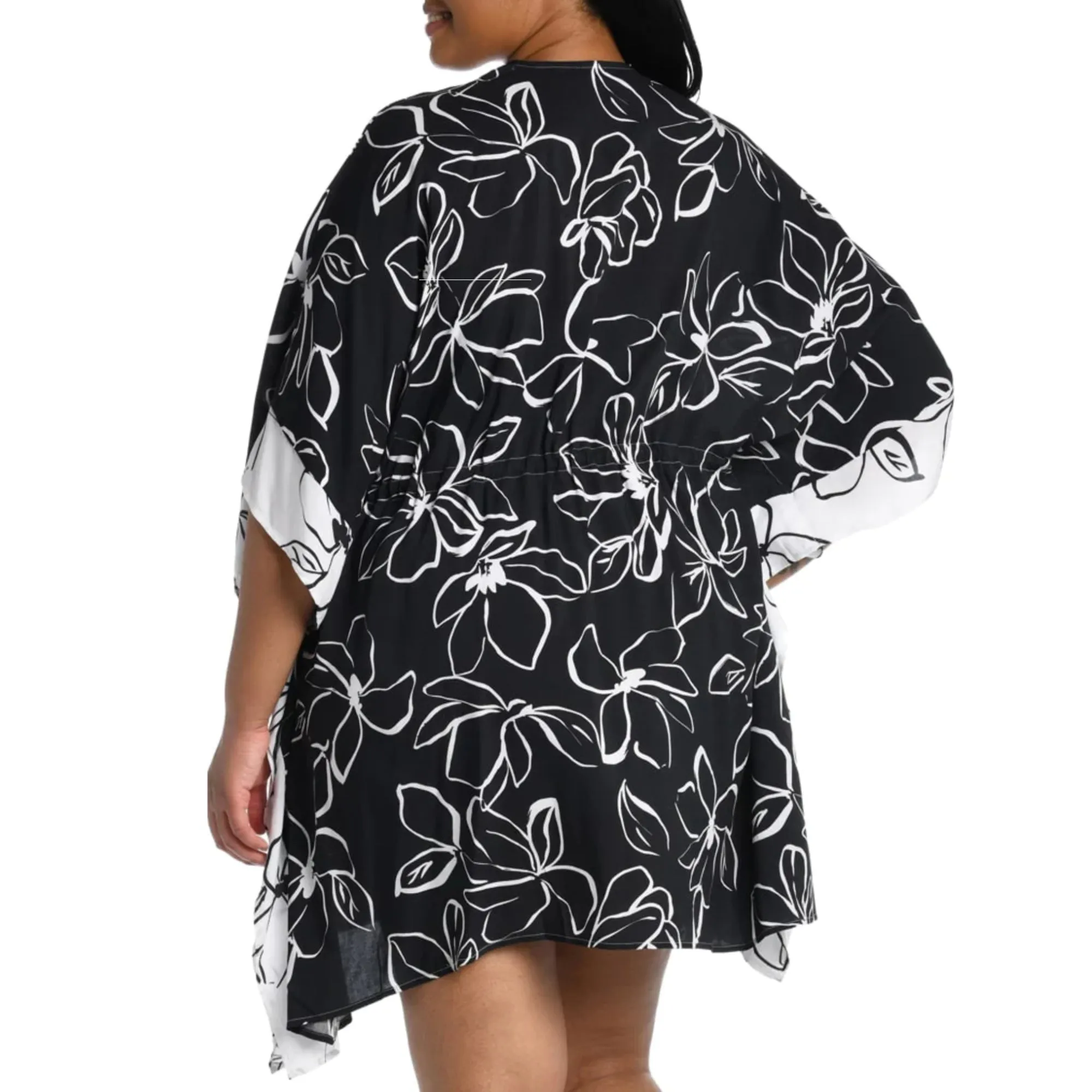 La Blanca Women's Plus Moonlit Floral Print Beach Pool Kimono Cover Up