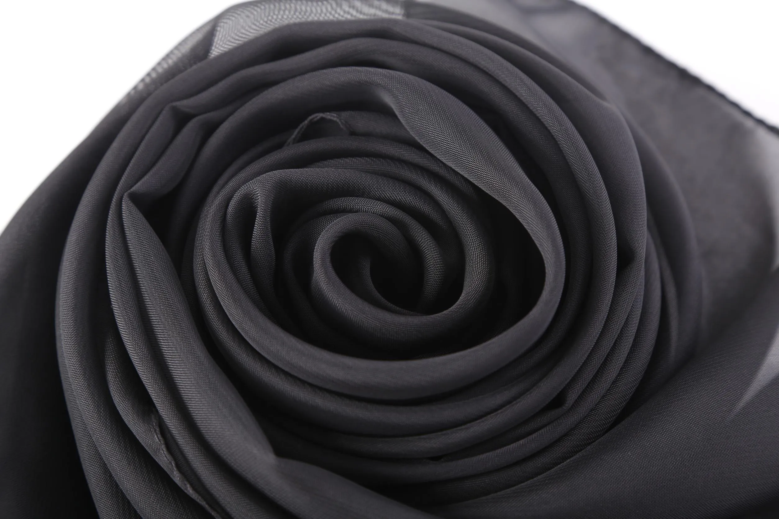 Long Chiffon Scarf Solid Black Color CHL402