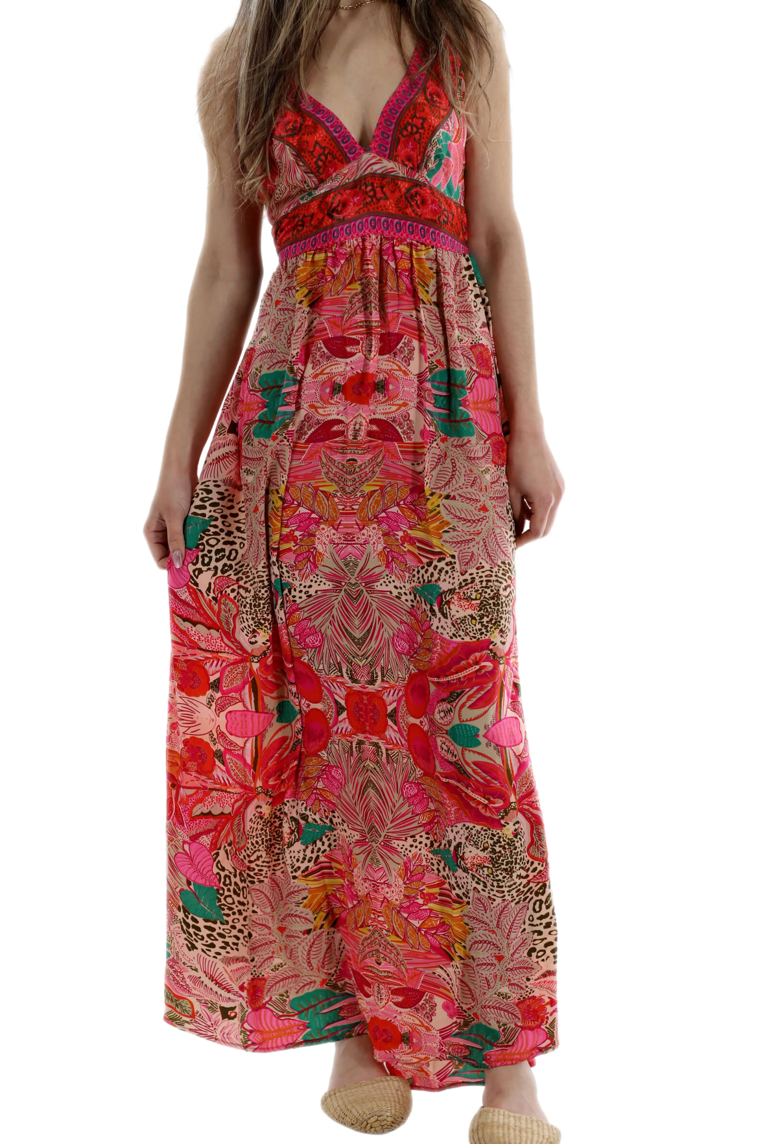 Long Flowy Floral 'Alessandra' Maxi Dress in Light Pink