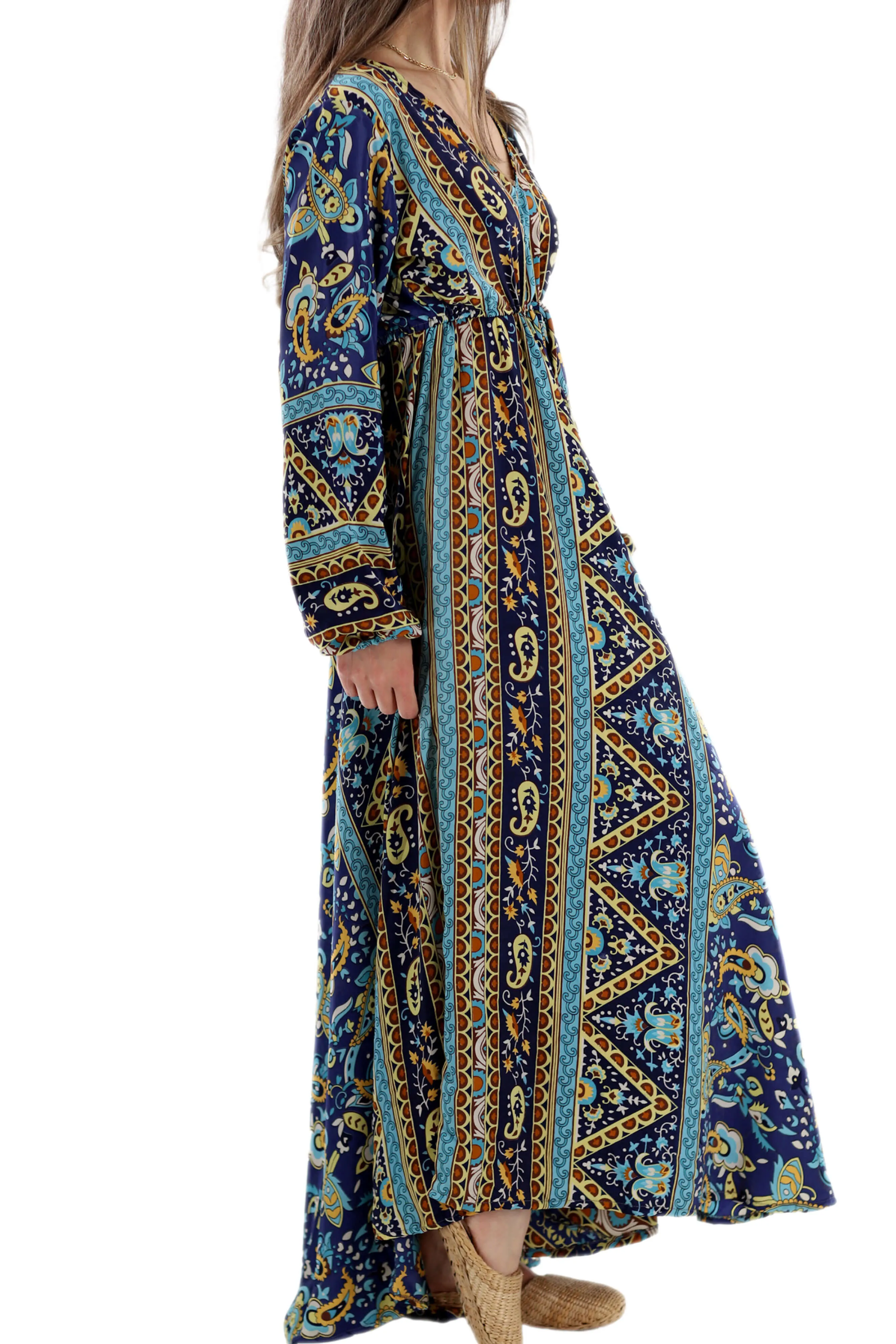 Long Flowy Floral 'Emilia' Maxi Dress - Blue (2024)