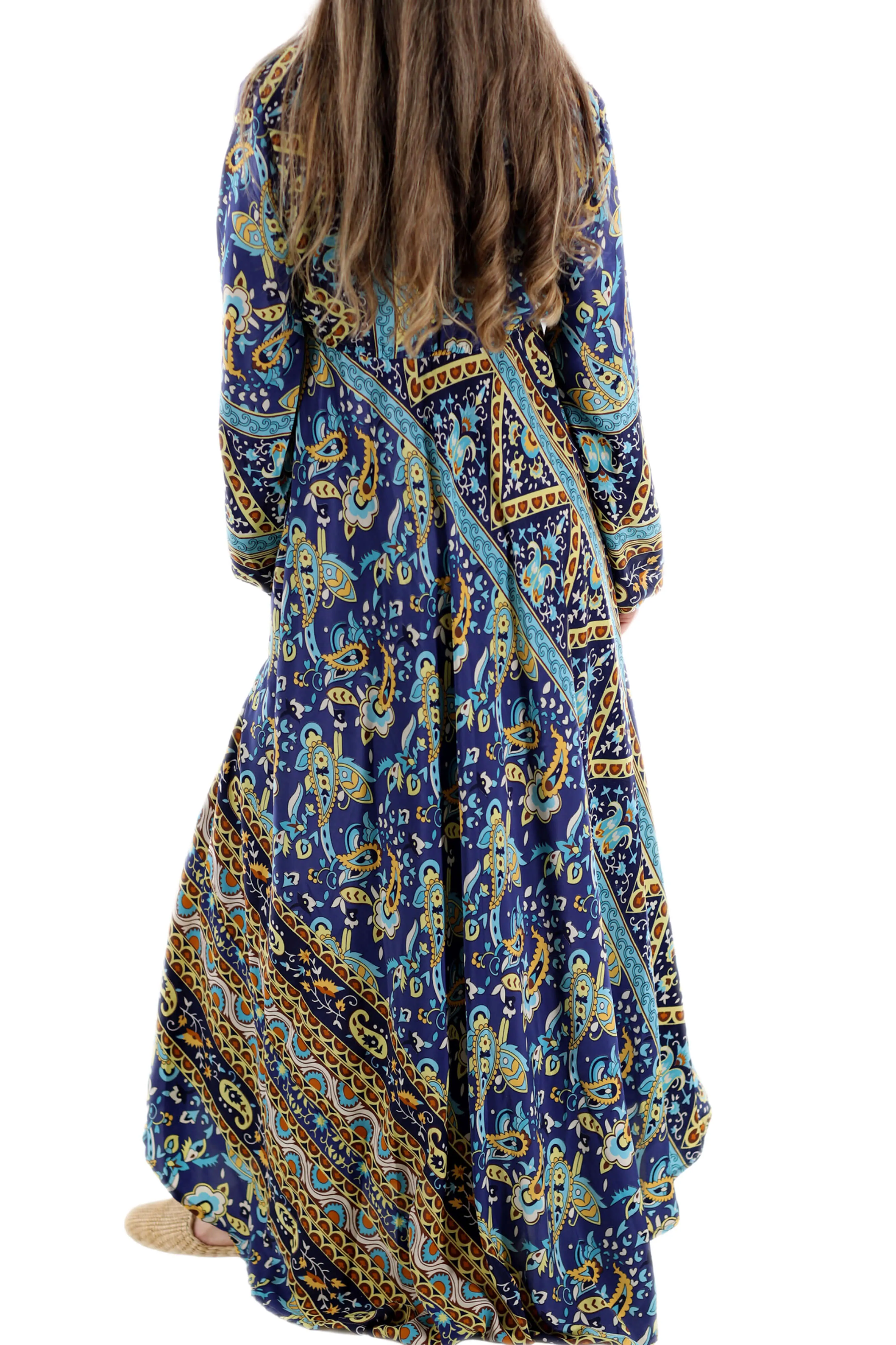 Long Flowy Floral 'Emilia' Maxi Dress - Blue (2024)