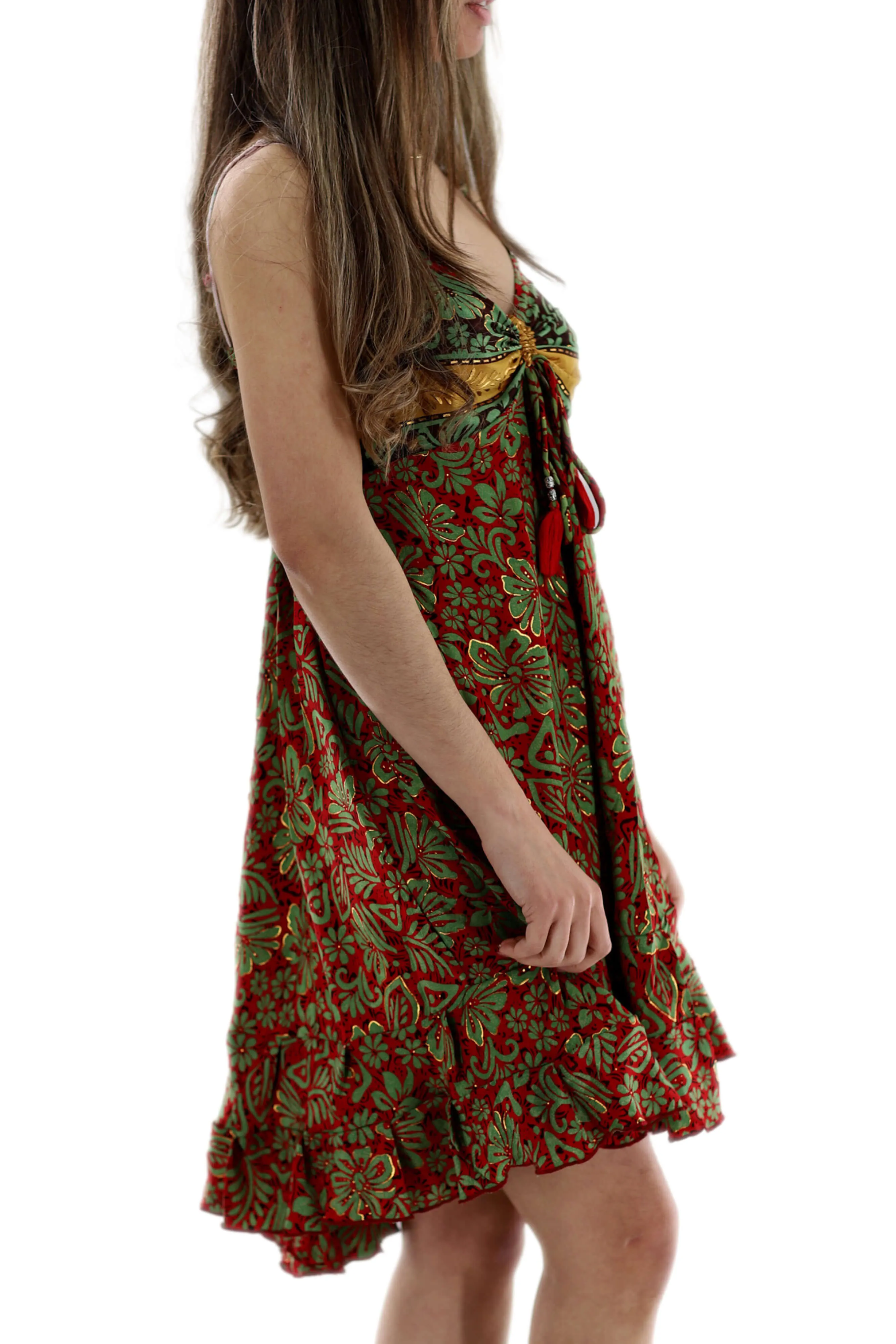 Long Flowy Floral "Daniela" Above knee dress in Red