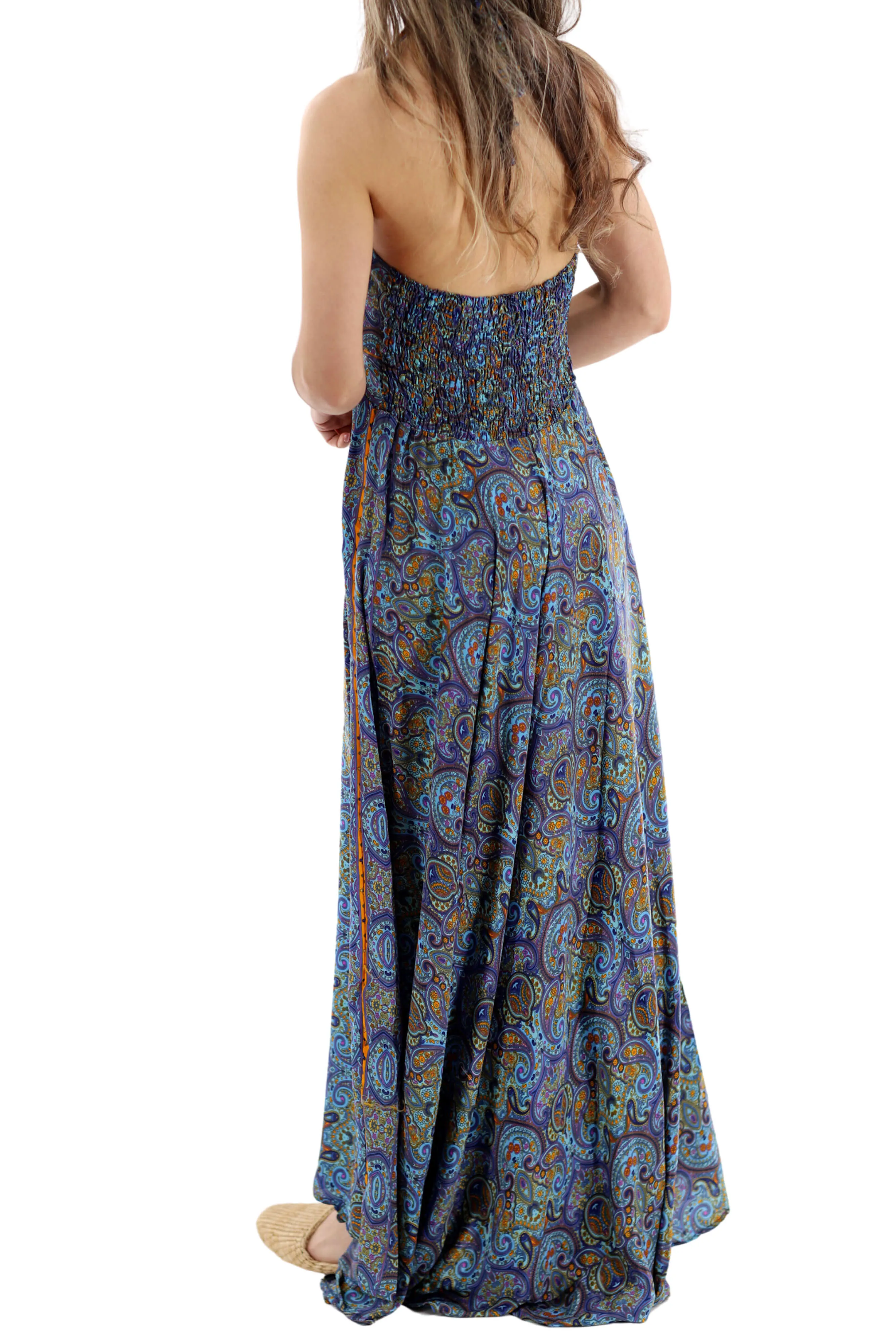 Long Flowy Floral "Romina" Maxi dress in Blue