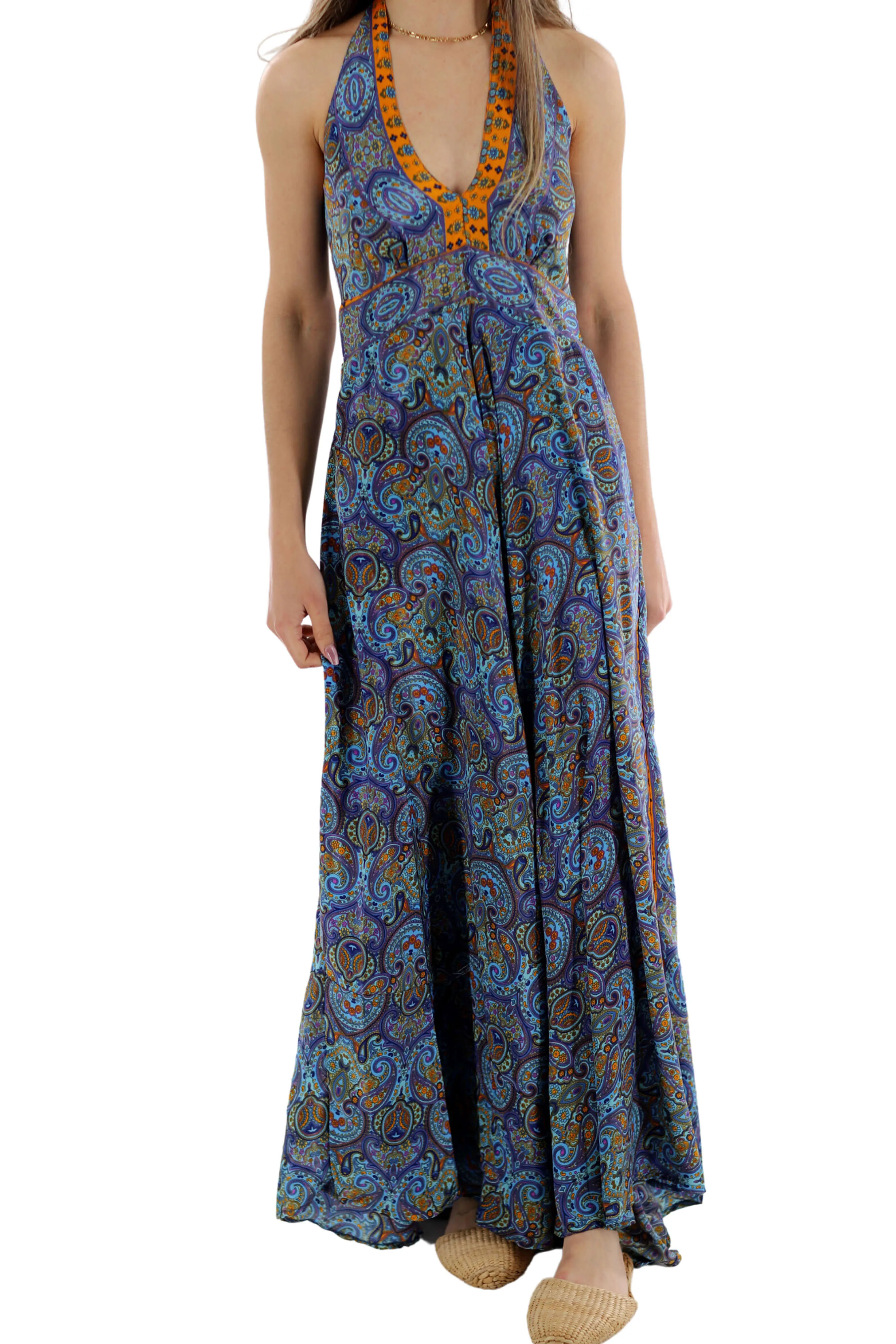 Long Flowy Floral "Romina" Maxi dress in Blue