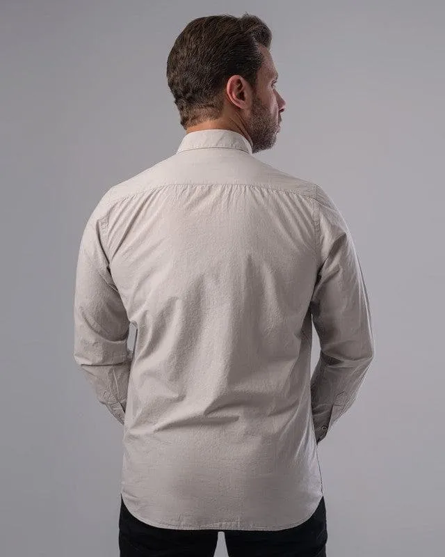 LONG SLEEVE PLAIN SHIRT - BEIGE