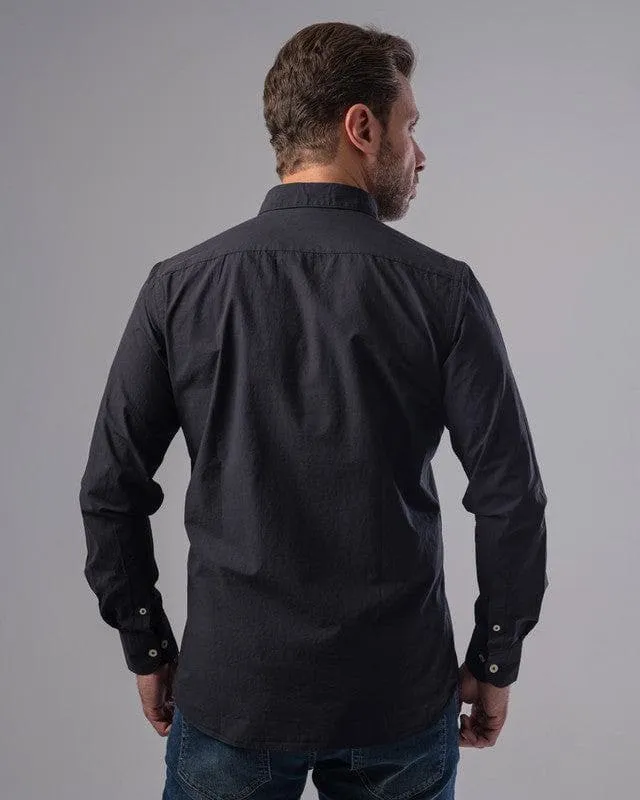 LONG SLEEVE PLAIN SHIRT - BLACK