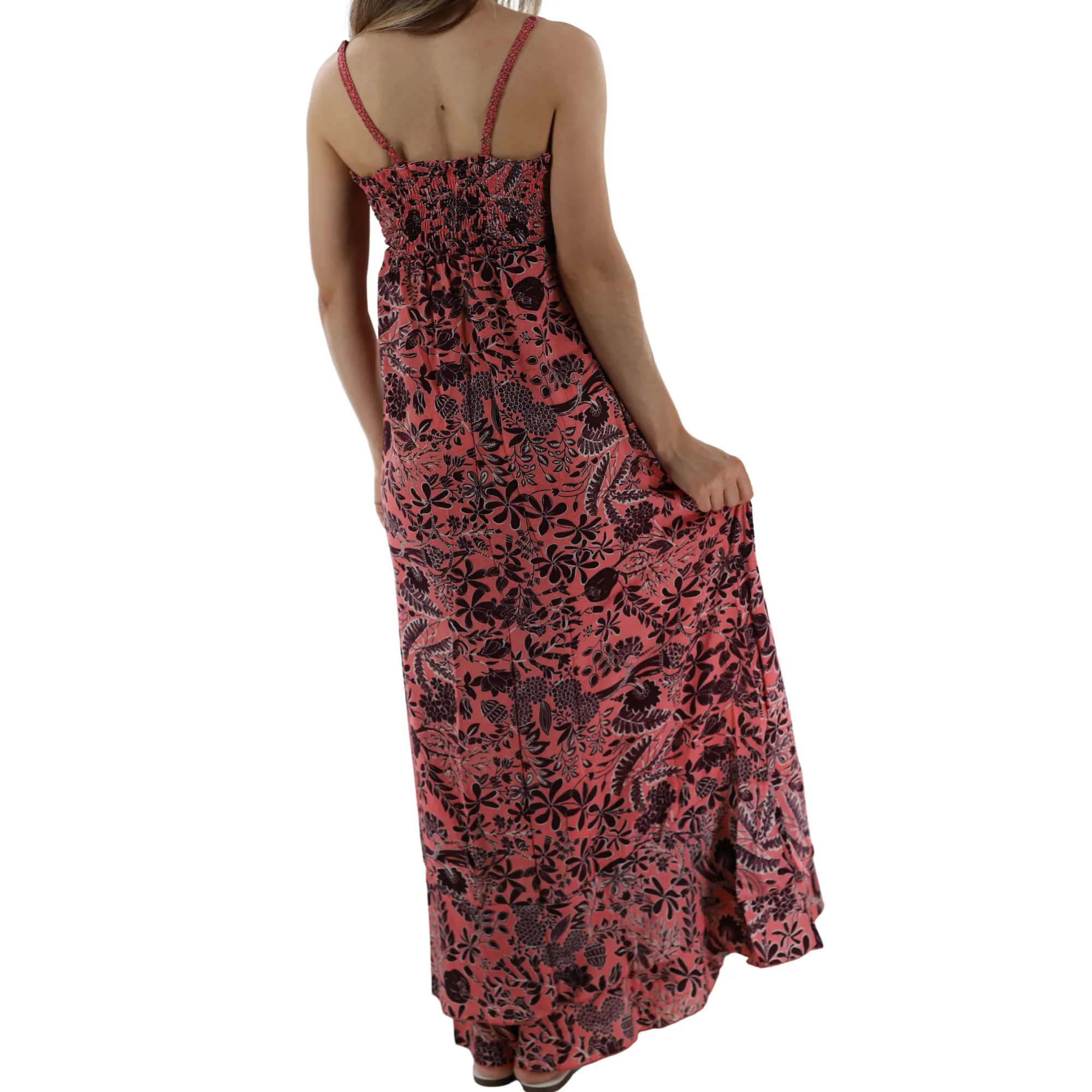 Long V Cut Neckline Flowy 'Gia' Maxi Dress