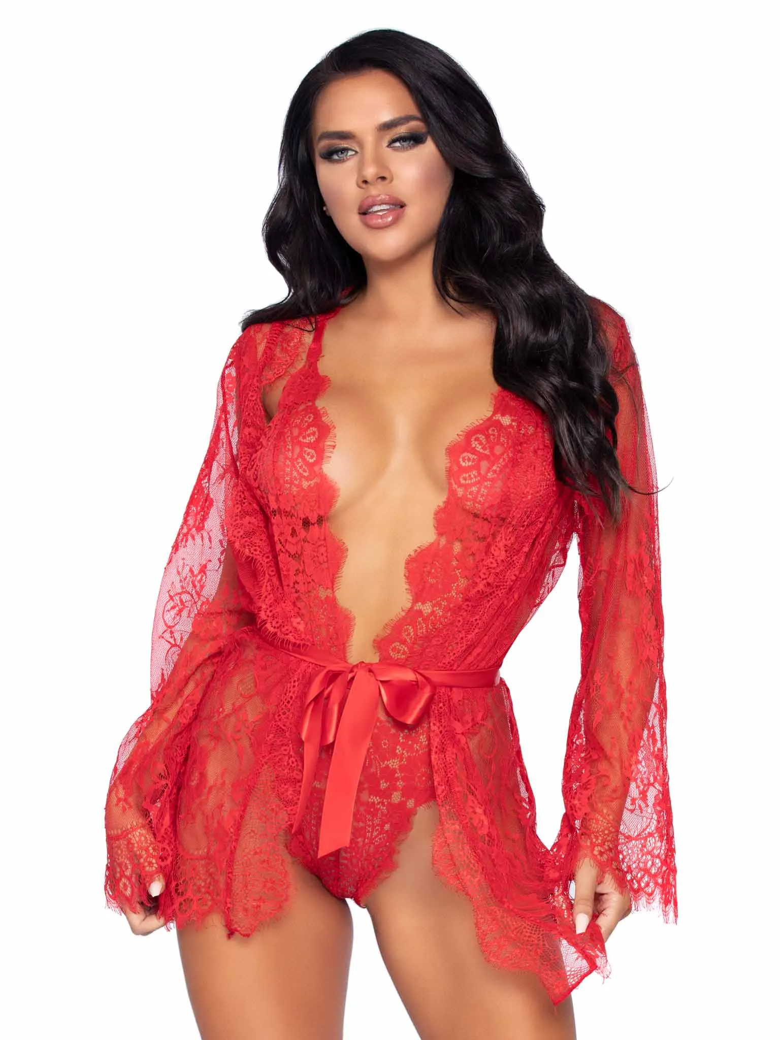 Love Affair Lace Robe & Teddy Set